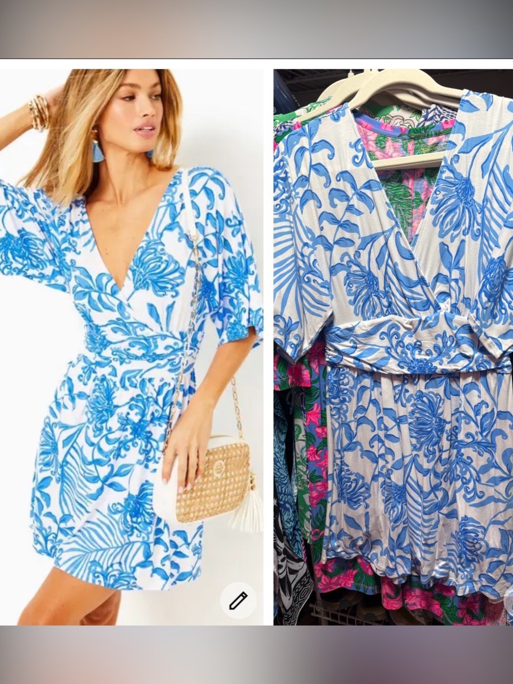 Lilly Pulitzer Parigi romper Wrap Dress with Blue Floral Print SZ med